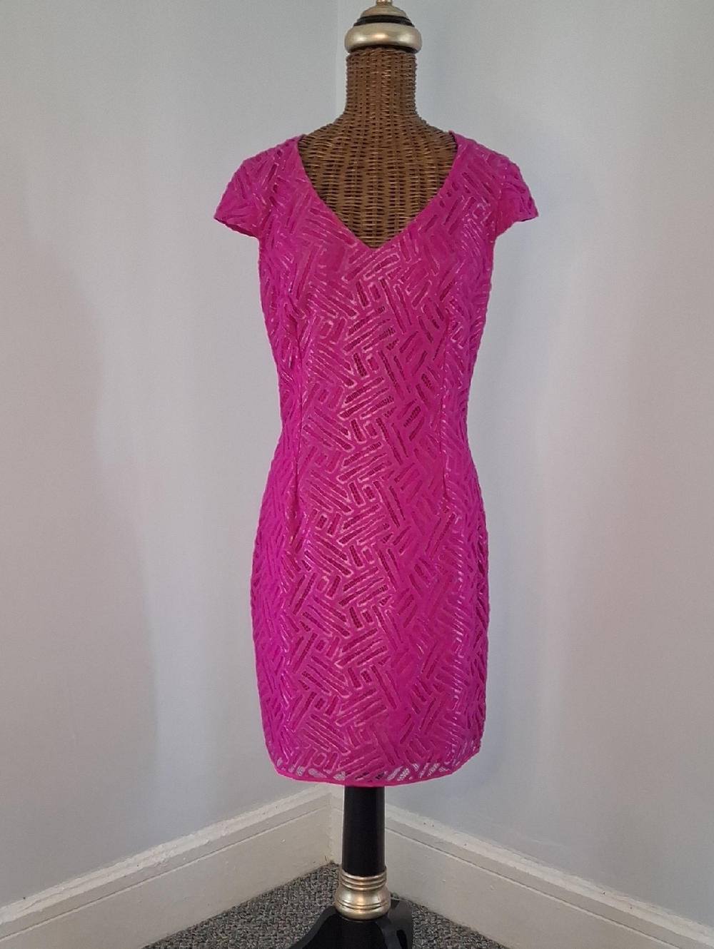 Lilly Pulitzer Fuchsia V-Neck Cap Sleeve Dress